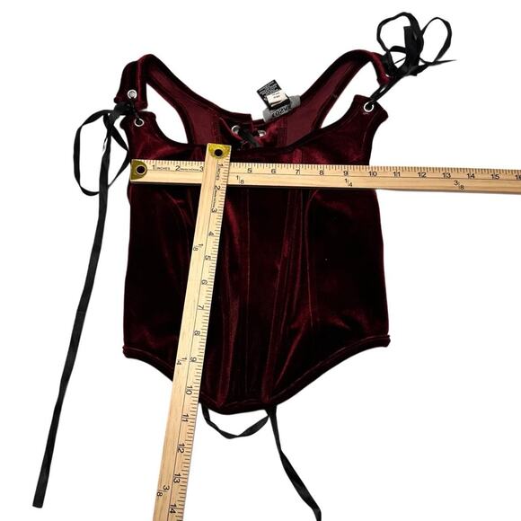 Cosmic Aura Corset Velvet Top With Ribbon Ties Size Small - Picture 4 of 6